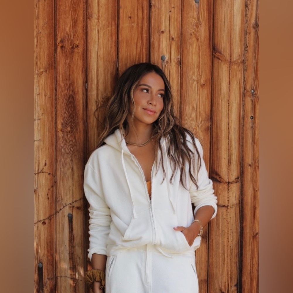 Sincerely Jules x Bandier Juniper Zip Up Hoodie in Cream - size S